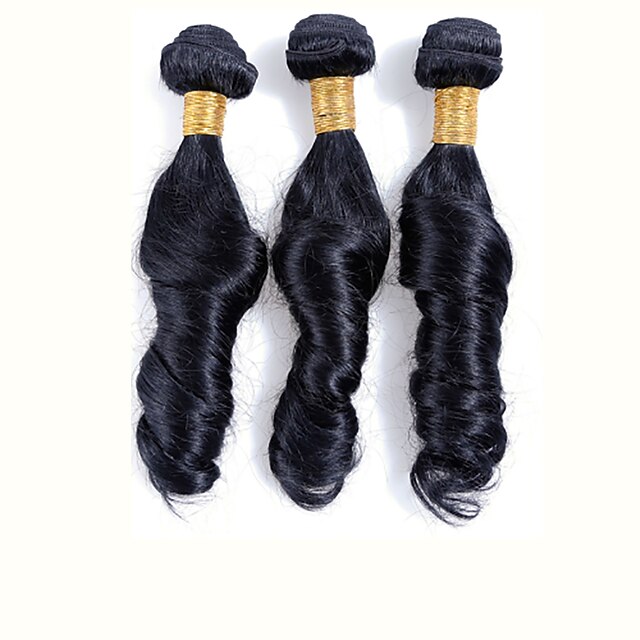  Az emberi haj sző Perui haj Természetes hullám 3 darab haj sző