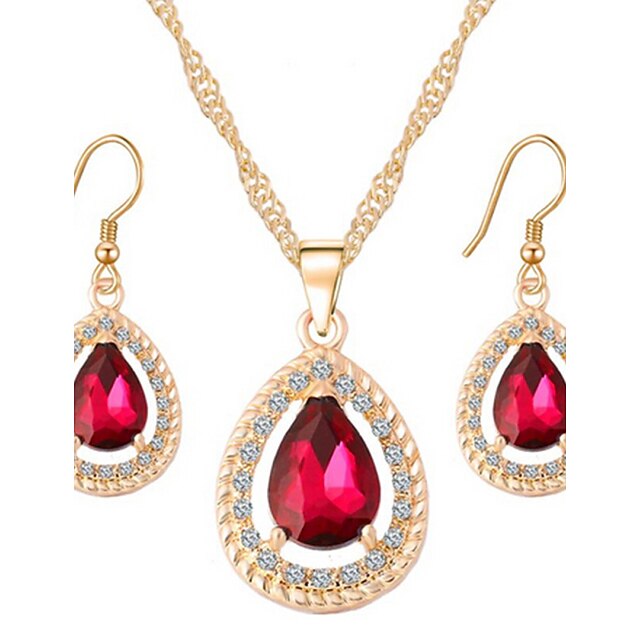  Water Drops Crystal Alloy With Rhinestone Earrings Necklace Set Women's Wedding Jewelry Bridesmaids Gifts
