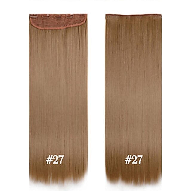  syntetiskt clip in hårförlängningar fiber rakt hår 24inch # 27 60cm 120g fem klipp syntetisk lång wowan hår klipp i