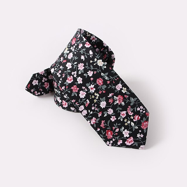  floreale nero cravatte sottili di cotone