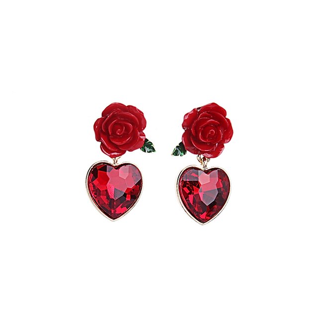  European Luxury Gem Geometric Earrrings Vintage Rose Waterdrop Drop Earrings for Women Fashion Jewelry Best Gift