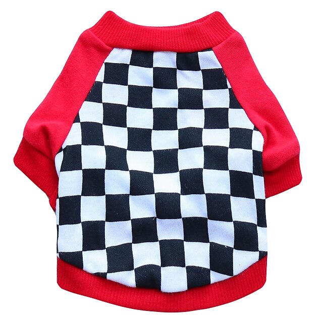  Katze Hund T-shirt Welpenkleidung Geometrisch Modisch Hundekleidung Welpenkleidung Hunde-Outfits Atmungsaktiv Schwarz Rot Kostüm für Mädchen und Jungen Hund Baumwolle XS S M L