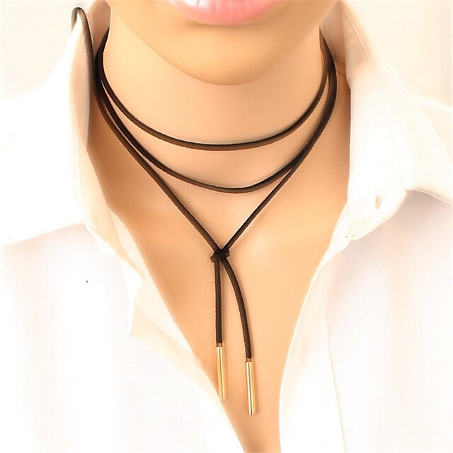  Women's Choker Necklace Y Necklace Long Ladies Personalized Tattoo Style Gothic Leather Alloy Black Silver Necklace Jewelry For Party Casual Daily / Tattoo Choker Necklace