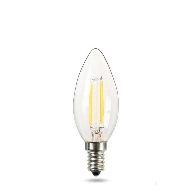  1pç 2 W Luzes de LED em Vela Lâmpadas de Filamento de LED 150-220 lm E14 C35 2 Contas LED COB Decorativa Branco Quente Branco 220-240 V / 1 pç