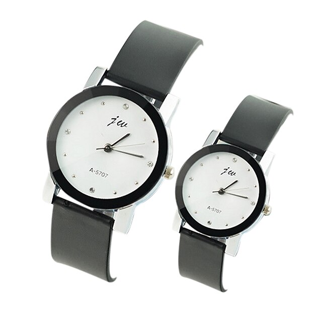  לזוג שעון יד קווארץ שחור שעונים יום יומיים אנלוגי נשים קסם אופנתי - לבן שחור