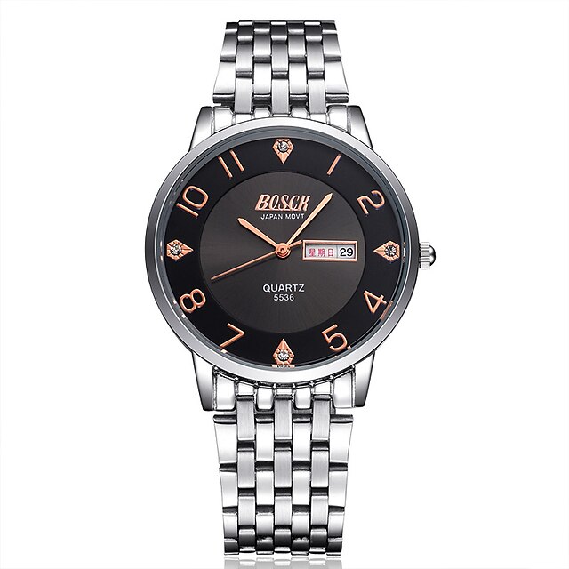  Paar Uhr Modeuhr Kleideruhr Quartz Edelstahl Schwarz / Weiß 30 m Armbanduhren für den Alltag Analog-Digital Weiß Schwarz