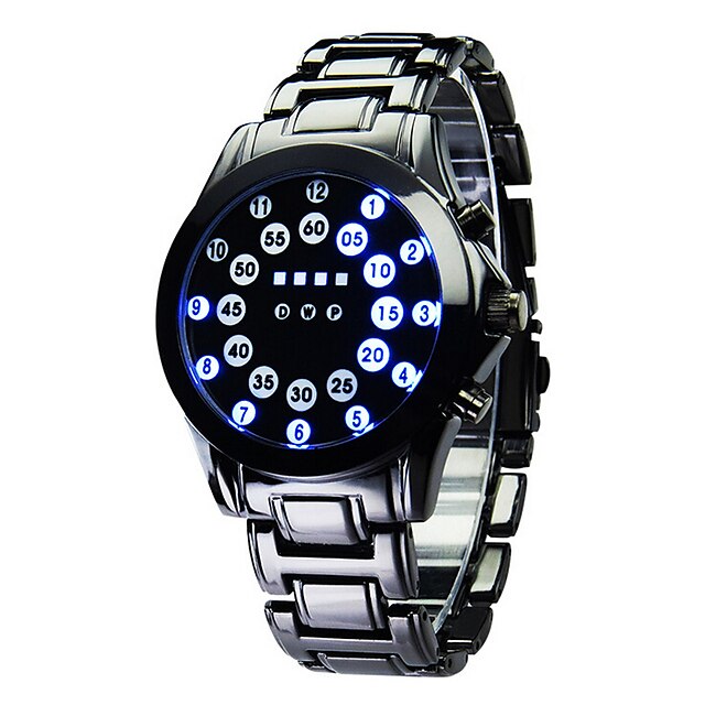  Homens Relógio Esportivo Calendário / LED / Noctilucente Aço Inoxidável Banda Luxo Preta
