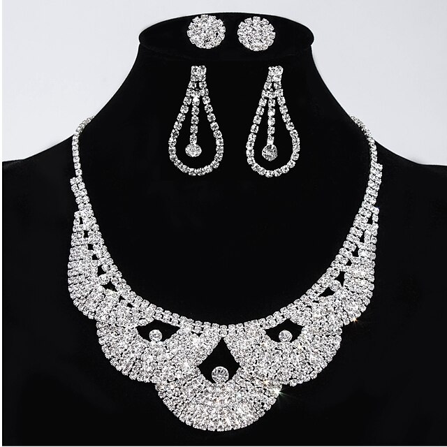  Women's Rhinestone Alloy Wedding Party Special Occasion Anniversary Engagement Earrings Necklaces Costume Jewelry