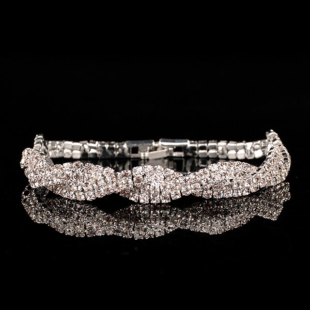  Women's Chain Bracelet Silver Rhinestone