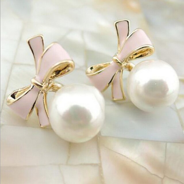  Women's Stud Earrings Drop Earrings Bowknot Ladies Fashion Pearl Earrings Jewelry Blue / Pink / White For Casual Daily