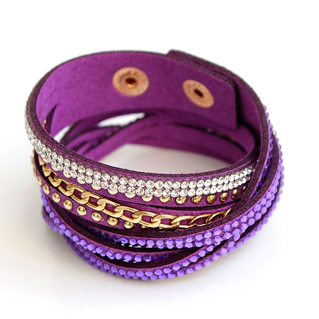  Bracelet Multi Tour Femme Personnalisé Bracelet Bijoux Blanche Noir Violet Rond pour Soirée