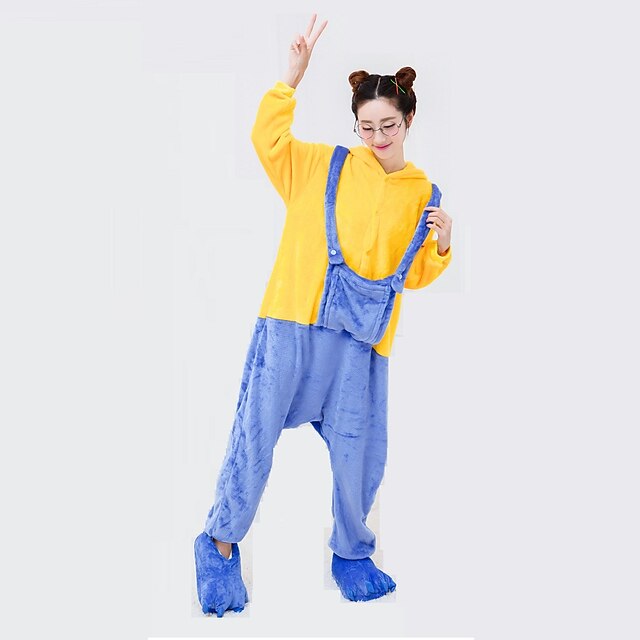  Volwassenen Kigurumi pyjamas Mini Yellow Men Onesie pyjamas Polyesteri Cosplay Voor Mannen & Vrouwen Dieren nachtkleding spotprent Festival / Feestdagen kostuums