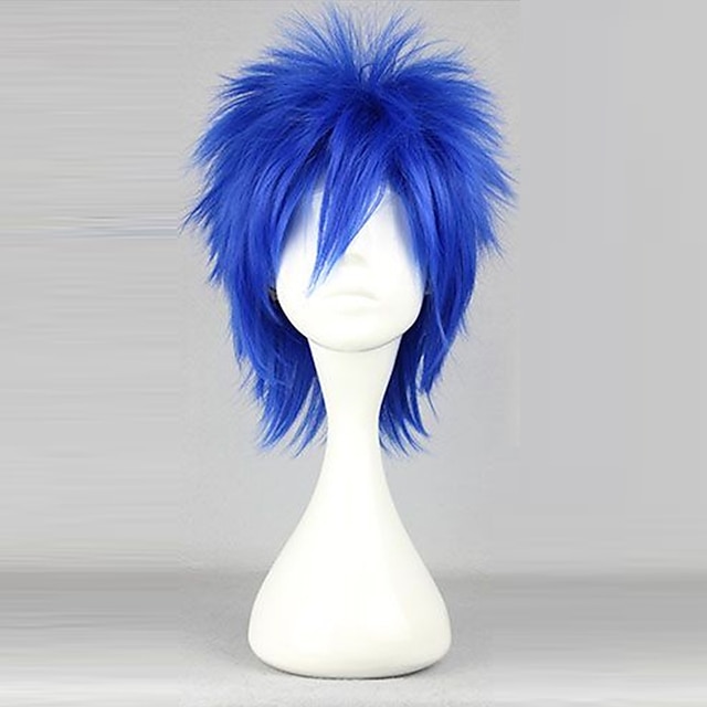  Fairy Tail Mystogan Cosplay Wigs Men's 14 inch Heat Resistant Fiber Anime Wig