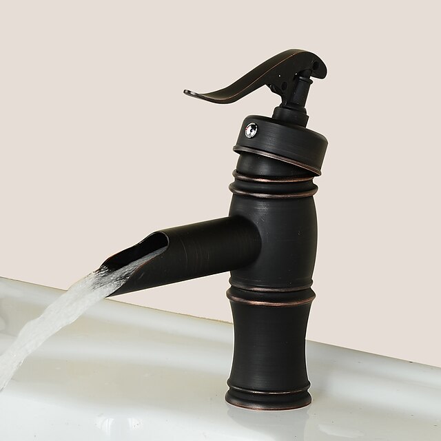  Bathroom Sink Faucet - Waterfall Oil-rubbed Bronze Widespread One Hole / Single Handle One HoleBath Taps