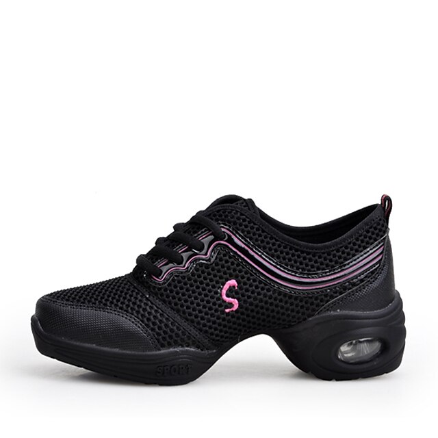  Women's Dance Sneakers / Modern Shoes Fabric Sandal / Boots / Sneaker Flat Heel Non Customizable Dance Shoes Black / Gold / Black / Red /