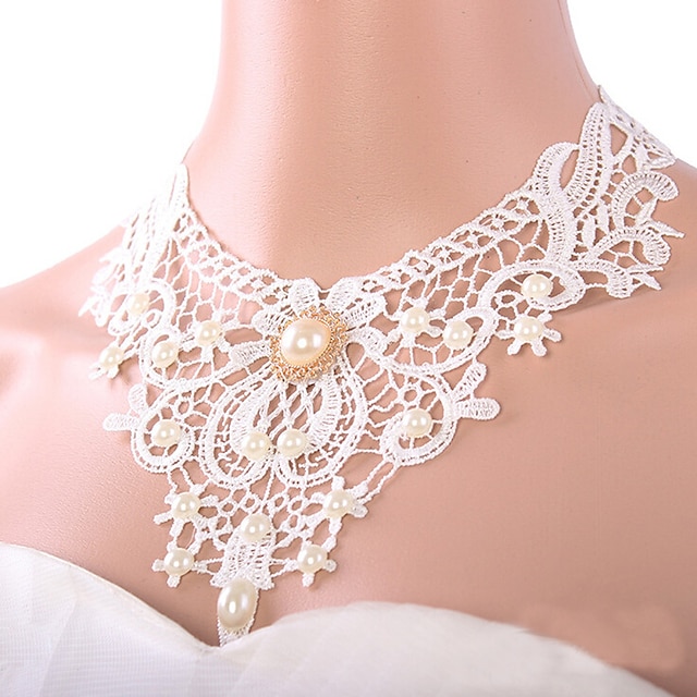  Women's Bohemian Bohemian Choker Necklace / Pendant Necklace Pearl / Lace White / Wedding / Party / Daily