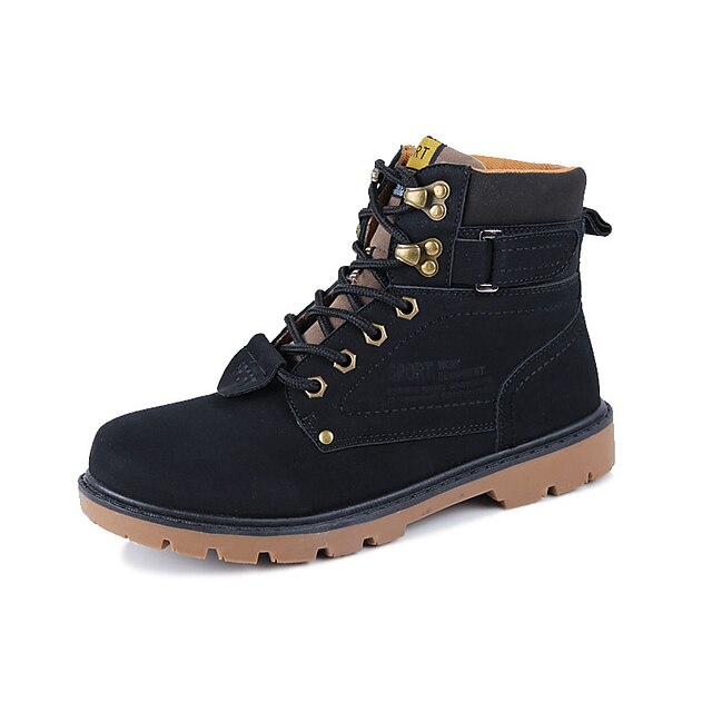  Homens Botas Sapatos Confortáveis Coturnos Martin Boots Formais Casual Aventura Pele Antiderrapante Botas / Botins Preto Amarelo Marron Primavera / Cadarço