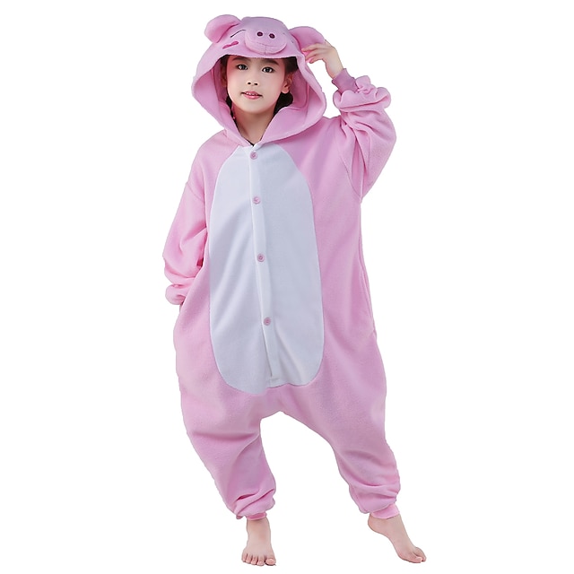  Kid's Kigurumi Pajamas Piggy / Pig Animal Onesie Pajamas Flannel Toison Pink Cosplay For Boys and Girls Animal Sleepwear Cartoon Festival / Holiday Costumes / Leotard / Onesie