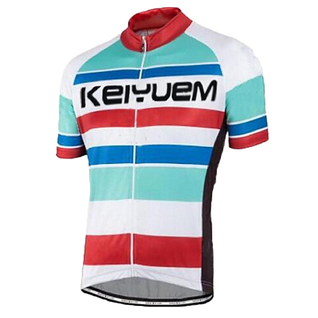  KEIYUEM Unisex Short Sleeve Cycling Jersey Coolmax® 100% Polyester Silicon Bike Jersey Top Breathable Quick Dry Ultraviolet Resistant Sports Clothing Apparel / Stretchy / Back Pocket / Sweat-wicking
