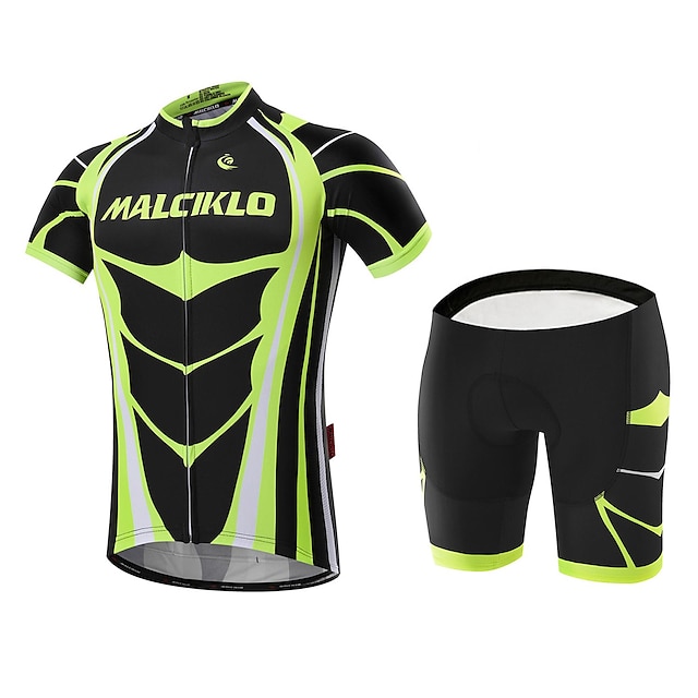  Malciklo Men's Short Sleeves Cycling Jersey with Shorts British Bike Clothing Suits, 3D Pad, Quick Dry, Breathable, Spring Summer, Lycra
