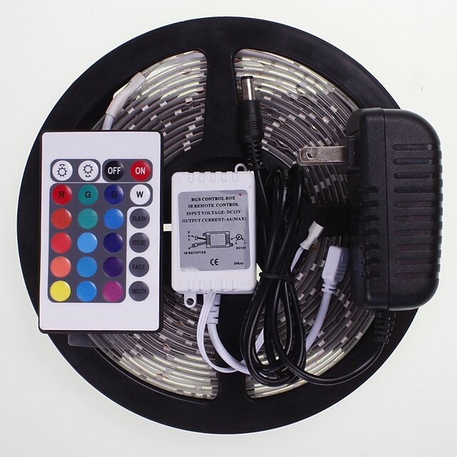  SENCART 5 m RGB-kontroller 300 LED 5630 SMD RGB Vanntett / Fjernkontroll / Kuttbar 100-240 V / Koblingsbar / Passer for kjøretøy / Selvklebende / Fargeskiftende