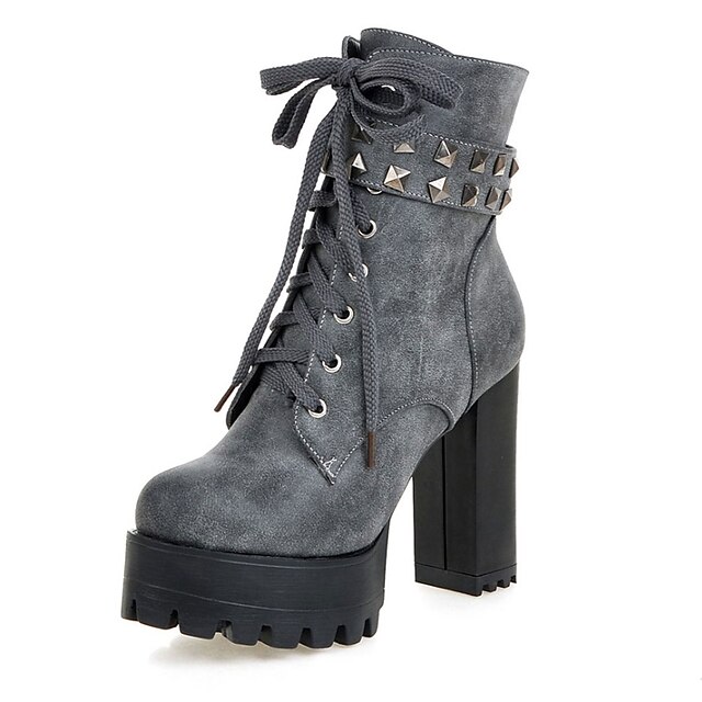  Women's Shoes Leatherette Fall / Winter Fashion Boots / Combat Boots Boots Walking Shoes Chunky Heel / Platform / Block Heel Rivet /