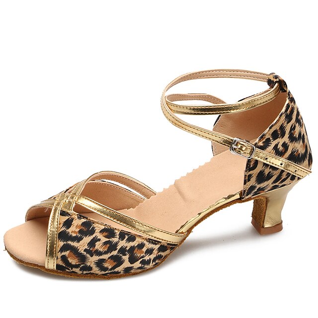  Damen Schuhe für den lateinamerikanischen Tanz / Schuhe für modern Dance Satin Schnalle Absätze Schnalle Stöckelabsatz Maßfertigung Tanzschuhe Leopard / Innen / Praxis