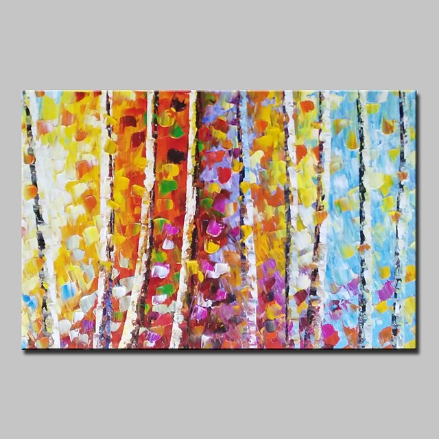  Hang-geschilderd olieverfschilderij Handgeschilderde - Abstract Landschap Bloemenmotief / Botanisch Modern Met Frame