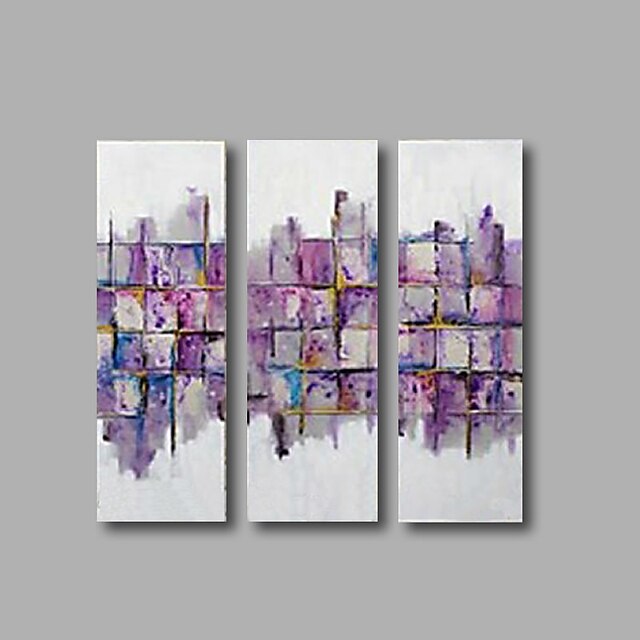  Hang-Painted Oliemaleri Hånd malede - Abstrakt Moderne Lærred / Tre Paneler / Stretched Canvas