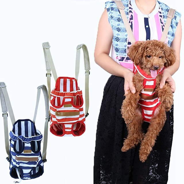  Cat Dog Carrier & Travel Backpack Front Backpack Pet Carrier Portable Breathable Stripes Red Blue