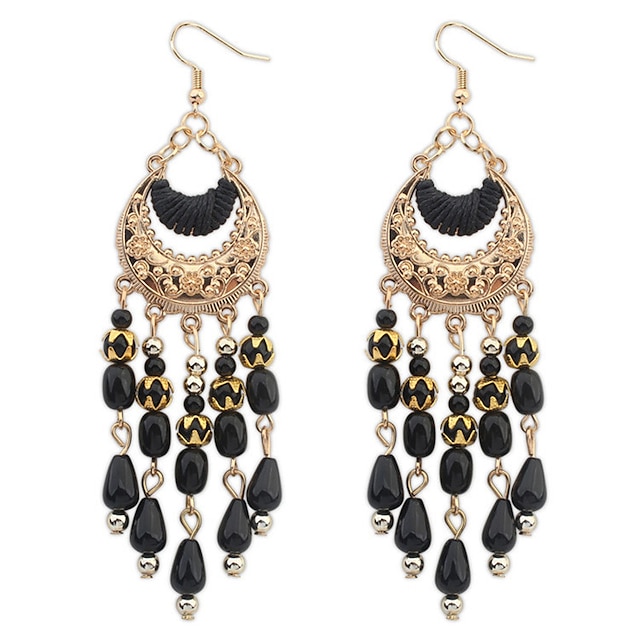  Hanging Earrings For Women's Girls' Party Wedding Crystal Resin Gold Plated Black White Red Green