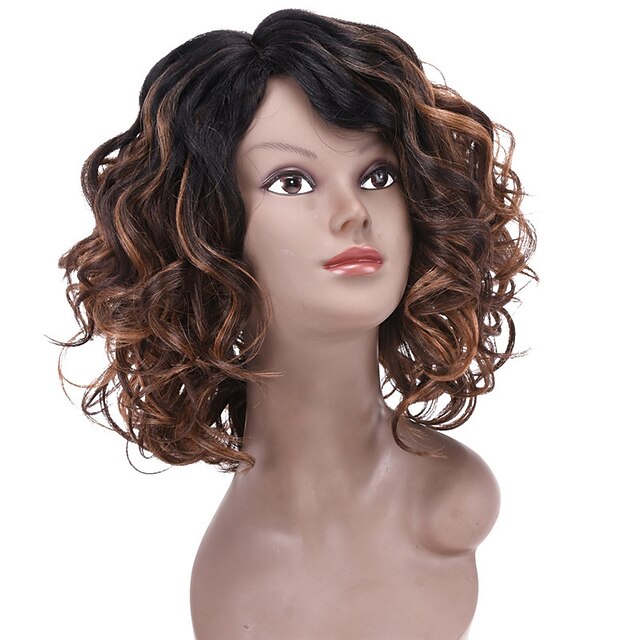  Perruque Synthétique Bouclé Style Sans bonnet Perruque Marron Cheveux Synthétiques Femme Cheveux Colorés / Mèches Colorées / Balayées Marron Perruque Moyen Noir perruque