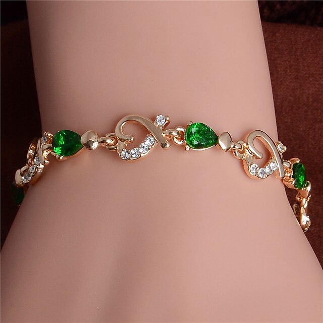  Trendy New Women/Lady's Fashion 18k Gold Plated Leaf 5 Colors CZ Stones Bracelets & Bangles Jewelry
