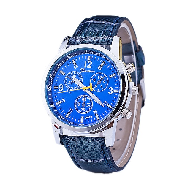  Homens Relógio de Pulso Quartzo Couro Preta / Azul / Marrom Designers / suíço Analógico Clássico Casual Relógio Elegante - Preto Azul Marron
