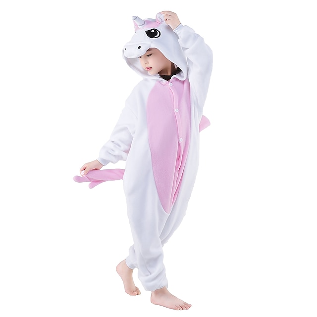  Crianças Pijamas Kigurumi Unicórnio Pónei Pijamas Macacão Velocino de Coral Azul / Rosa claro Cosplay Para Meninos e meninas Pijamas Animais desenho animado Festival / Celebração Fantasias