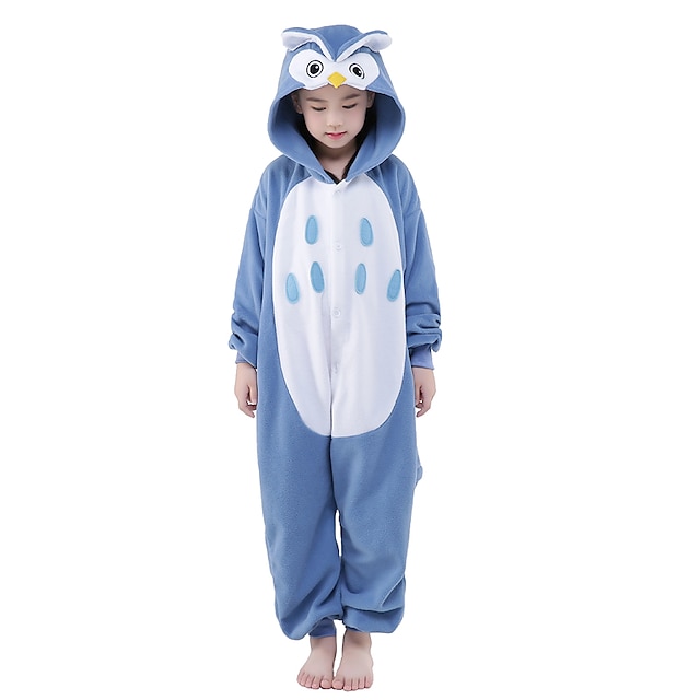  Kinder Kigurumi-Pyjamas Eule Tier Patchwork Pyjamas-Einteiler Pyjamas Lustiges Kostüm Samtnerzchen Cosplay Für Jungen und Mädchen Weihnachten Tiernachtwäsche Karikatur