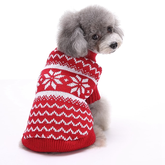  Cat Dog Sweater Christmas Winter Dog Clothes Red Blue Costume Cotton Stripes New Year's XS S M L XL