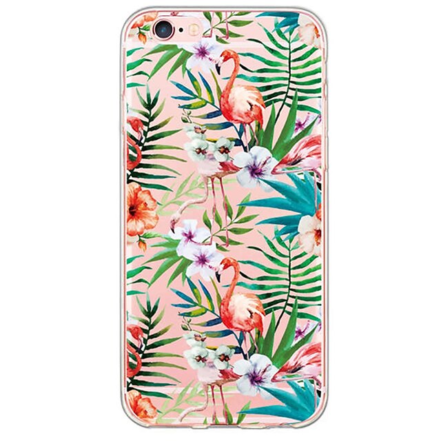  Capinha Para Apple iPhone X / iPhone 8 Plus / iPhone 8 Ultra-Fina / Translúcido Capa traseira Flamingo / Animal Macia TPU