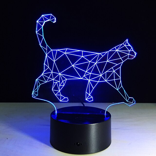  新しい歩行猫3D常夜灯アクリル立体1PCカラフルなランププラグイン勾配の雰囲気ランプを主導