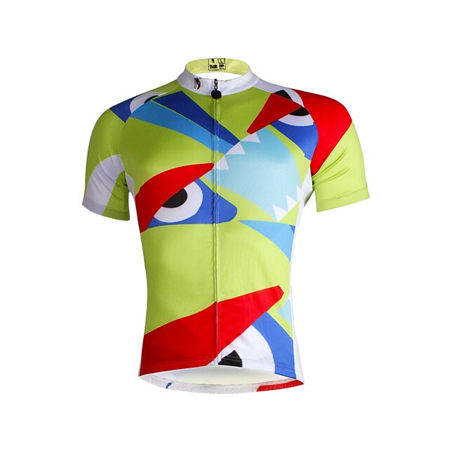  ILPALADINO Homme Manches Courtes Maillot Velo Cyclisme Vert clair Cyclisme Maillot Hauts / Top VTT Vélo tout terrain Vélo Route Respirable Séchage rapide Résistant aux ultraviolets Des sports