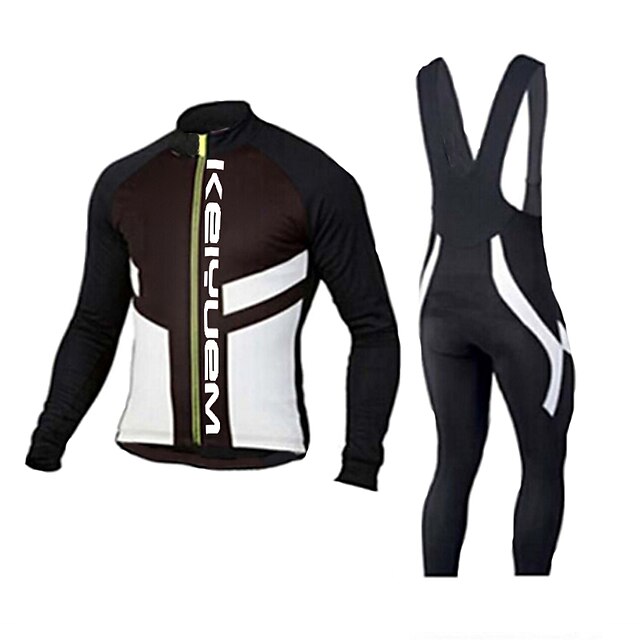  KEIYUEM Voor heren Dames Lange mouw Wielrenshirt met strakke wielrenbroek Winter Coolmax® Netstof Siliconen Fietsen Sportoutfits Ademend 3D Pad Sneldrogend Achterzak Zweetafvoerend Sport Klassiek