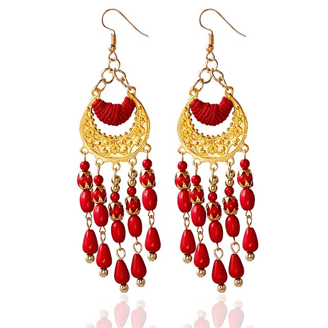 Women's Tassel Earrings Jewelry White / Black / Red For Wedding
