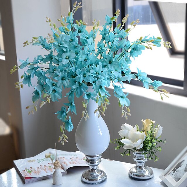  1 Ast Polyester Kunststoff Orchideen Tisch-Blumen Künstliche Blumen