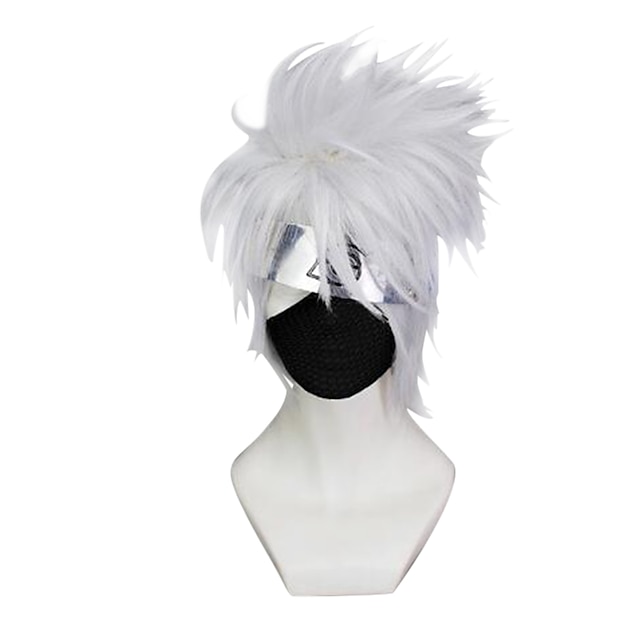  Naruto Hatake Kakashi Cosplay Wigs Men's 23 inch Synthetic Fiber Anime Wig