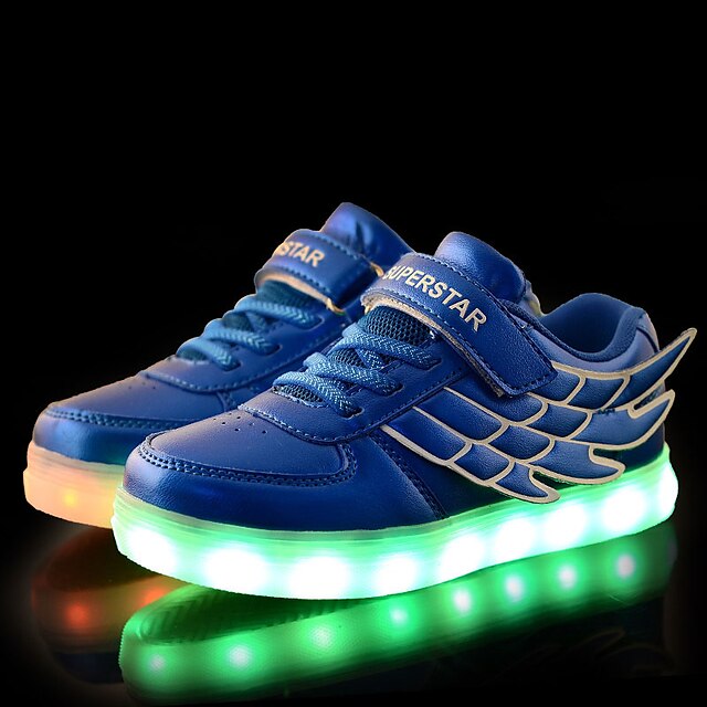  Meisjes Schoenen Tule / PU Lente / Herfst Comfortabel / Oplichtende schoenen Sneakers Wandelen Magic tape / LED voor Wit / Blauw / Roze