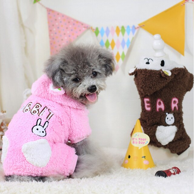  Dog Hoodie Jumpsuit Cartoon Keep Warm Winter Dog Clothes Puppy Clothes Dog Outfits Pink Coffee Costume for Girl and Boy Dog Polar Fleece Cotton XS S M L XL