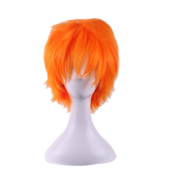  Anime Pelucas Pelo  Natural Wig Perruque Short Orange Synthetic Wigs Halloween Cosplay Pelucas Sinteticas
