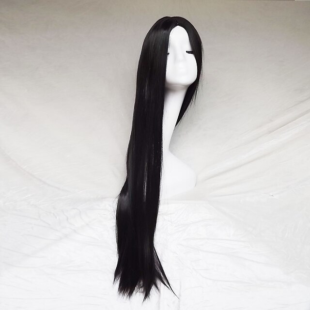  Cosplay Wigs Black Color Carve One Meter Long Straight Hair Wig
