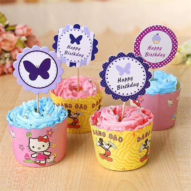  Cupcake Decorations Set 24Pcs Cupcake Toppers Party Birthday