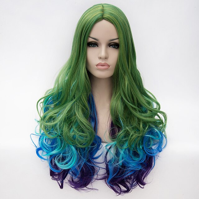  Synthetic Wig / Cosplay Wig Style Capless Wig Green Synthetic Hair Women's Green Wig Very Long Capless Wig
